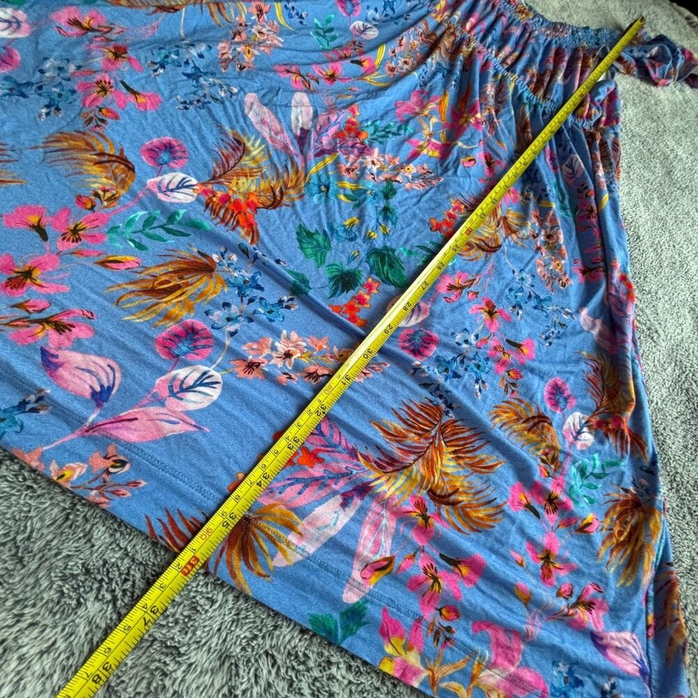 Soma Women Dress Sz XL Blue Floral Flutter Sleeve Boho Bloomcore Comfort 18182x - Picture 6 of 9